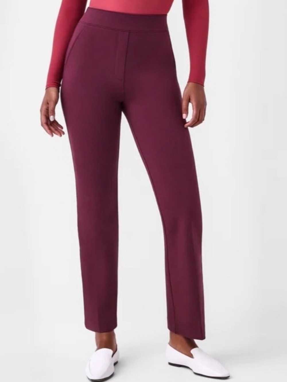 SPANX Short Sleeve Crew Tee in Burgundy
